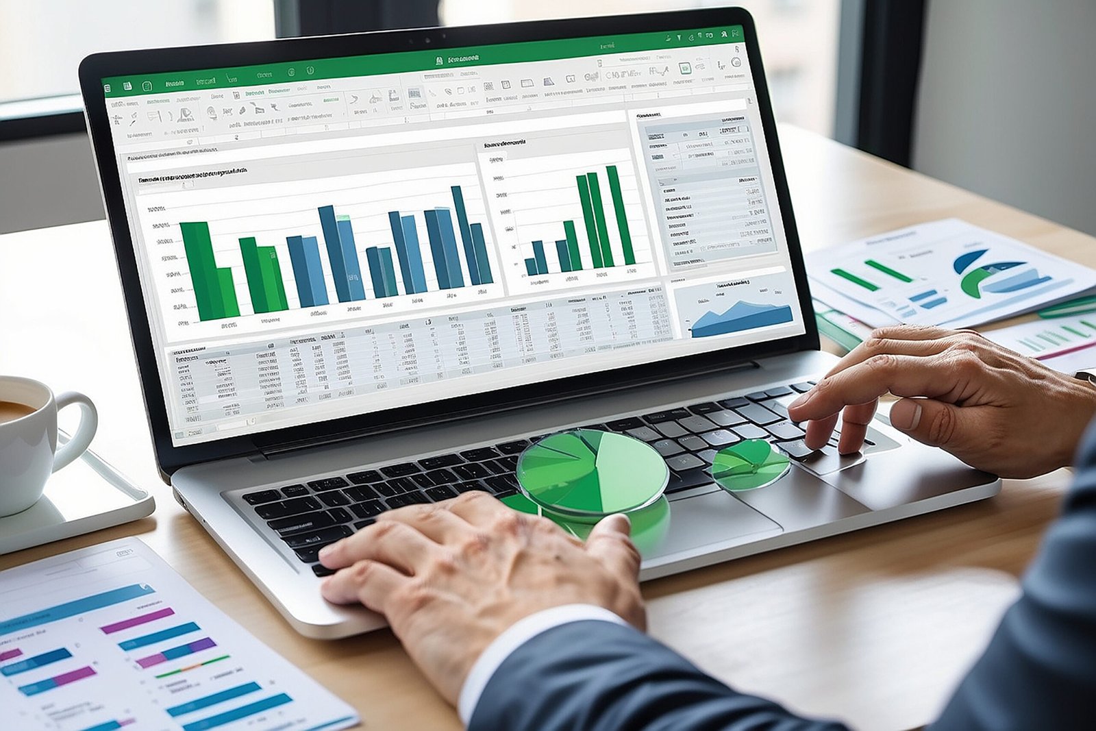 businessman working with data and graphs in spreadsheet document