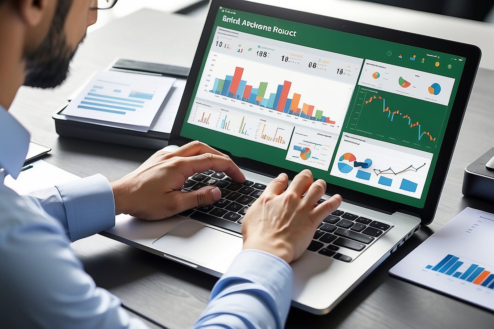 businessman working with data and graphs in spreadsheet document